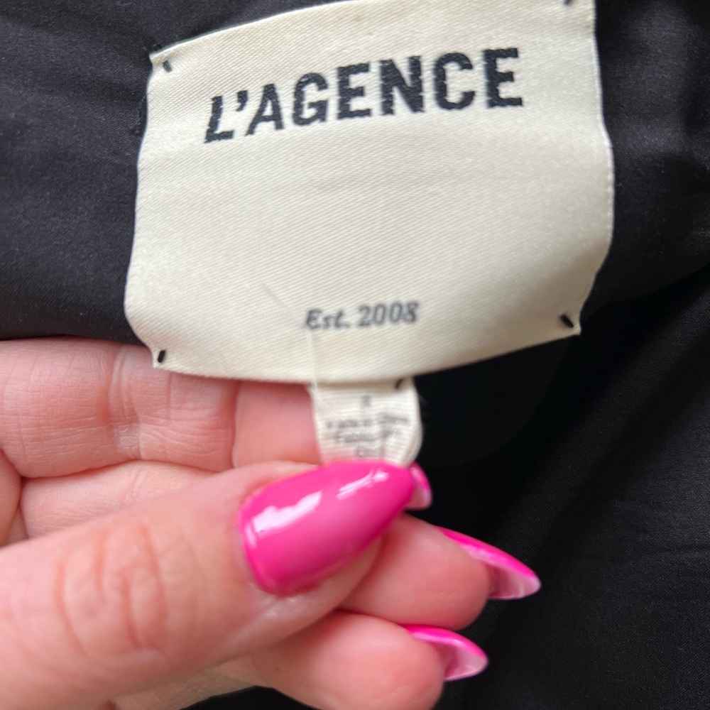 L' Agence Stephan Off-Shoulder Black Double-Breasted stretch Jacket XS - Picture 7 of 10